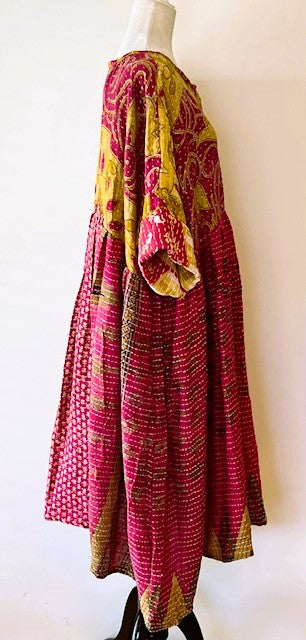 Kantha Bae Daydreamer Midi Dress (Bright Rose)