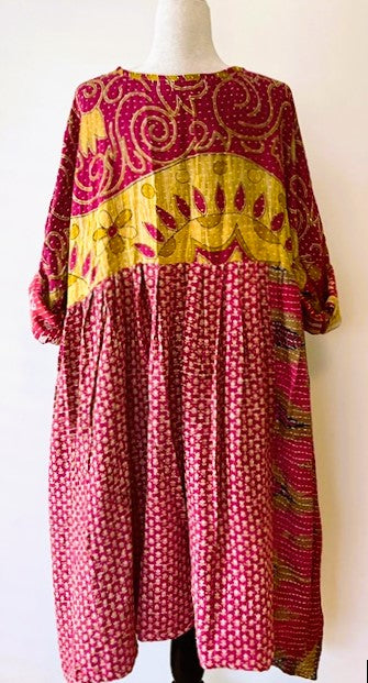 Kantha Bae Daydreamer Midi Dress (Bright Rose)