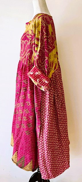 Kantha Bae Daydreamer Midi Dress (Bright Rose)