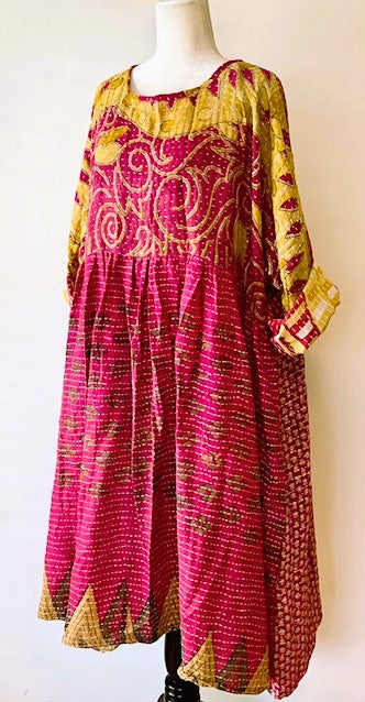 Kantha Bae Daydreamer Midi Dress (Bright Rose)