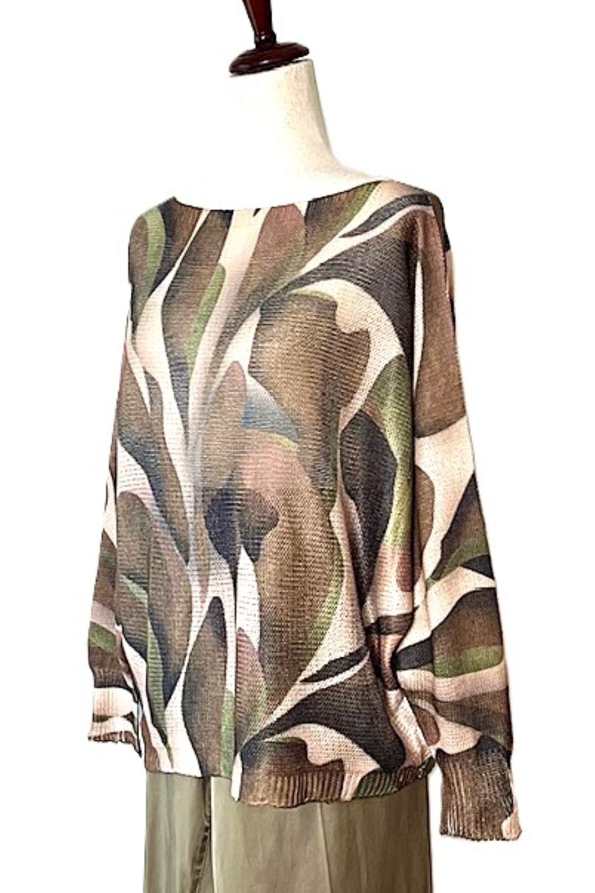 Italian Knit Abstract Round Sweater (Fall Colors)