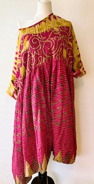 Kantha Bae Daydreamer Midi Dress (Bright Rose)