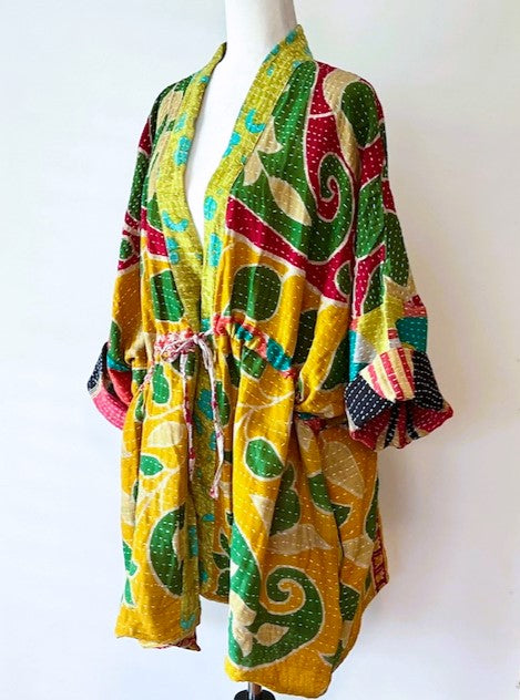 Kantha Bae Shortie Kimono (Green)