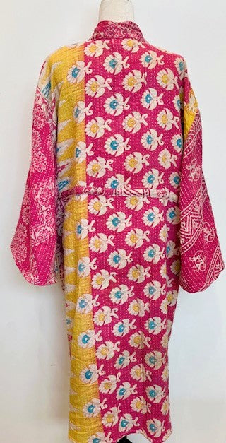 Kantha Robe Dreamweaver Kimono (Pink)  Is A Statement Piece.