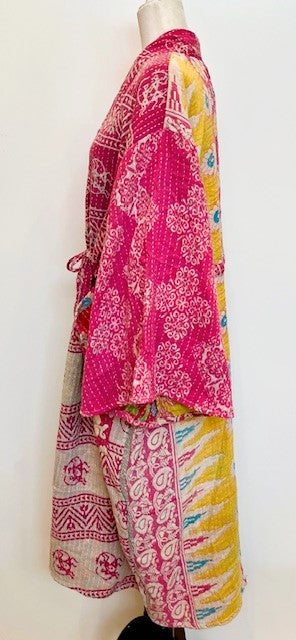 Kantha Robe Dreamweaver Kimono (Pink)  Is A Statement Piece.