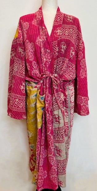 Kantha Robe Dreamweaver Kimono (Pink)  Is A Statement Piece.