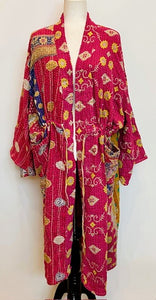 Kantha Robe Dreamweaver Kimono (Red)  Is A Statement Piece.