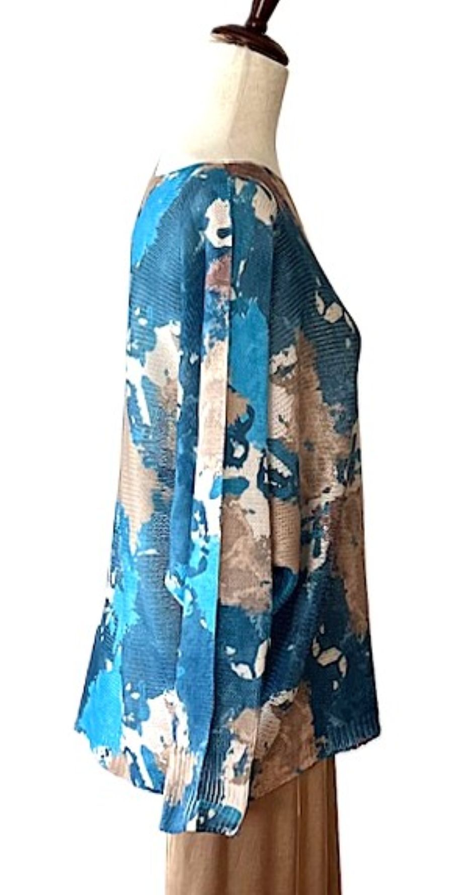 Italian Knit Abstract Round Sweater (Turquoise Bronze)