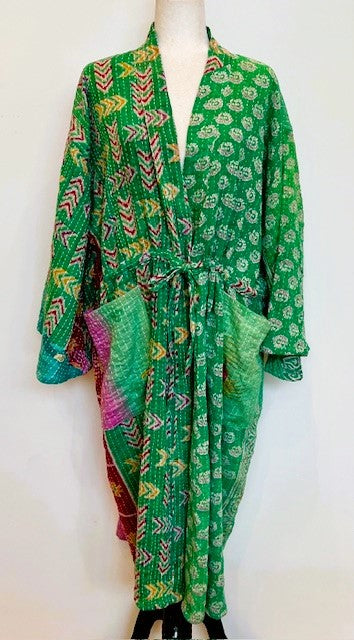 Kantha Robe Dreamweaver Kimono (Green)  Is A Statement Piece.