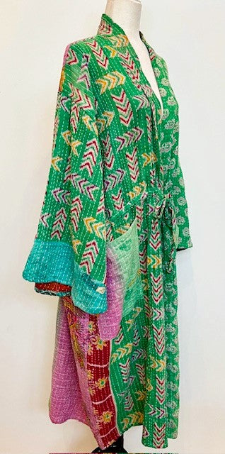 Kantha Robe Dreamweaver Kimono (Green)  Is A Statement Piece.