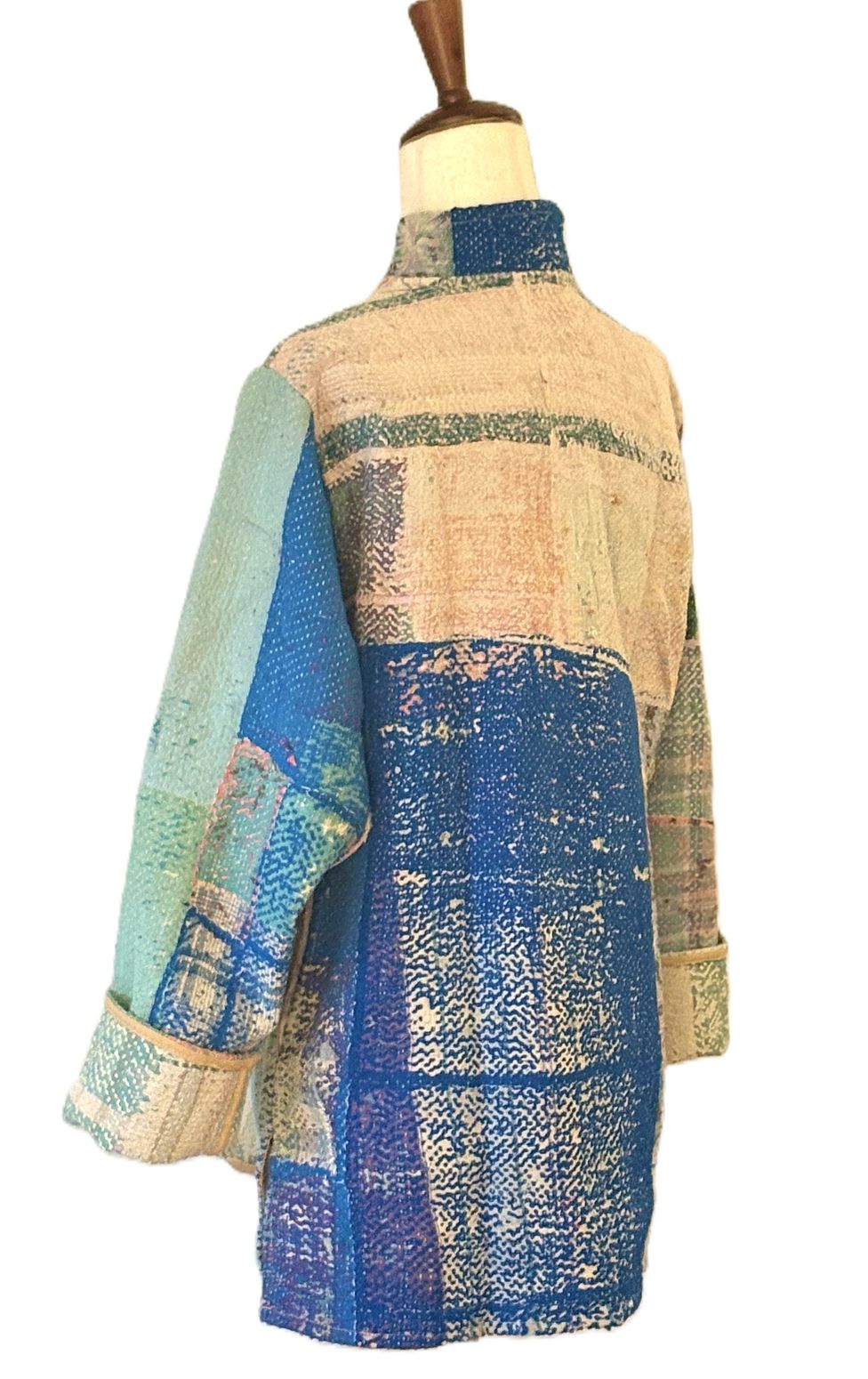 Specialty Collection, Hand Embroidered Kantha Patchwork Jacket: Reversible Cotton Sari Kimono (Multi Colored) (Copy)