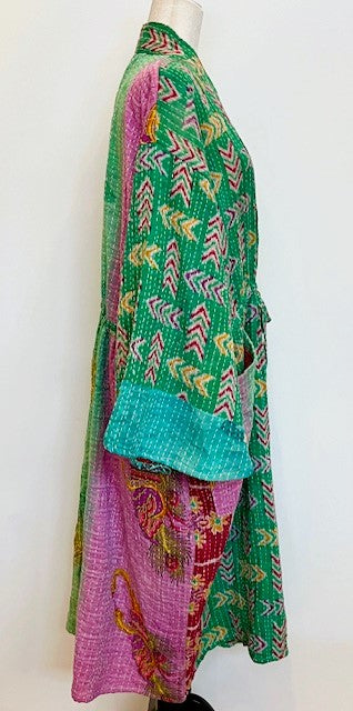 Kantha Robe Dreamweaver Kimono (Green)  Is A Statement Piece.