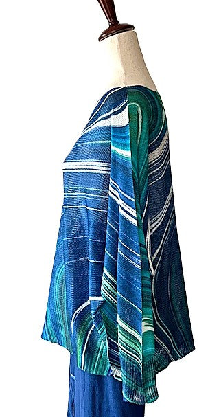 Italian Knit Green and Blue Wavy Sweater