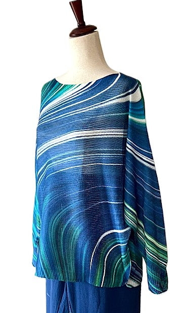 Italian Knit Green and Blue Wavy Sweater