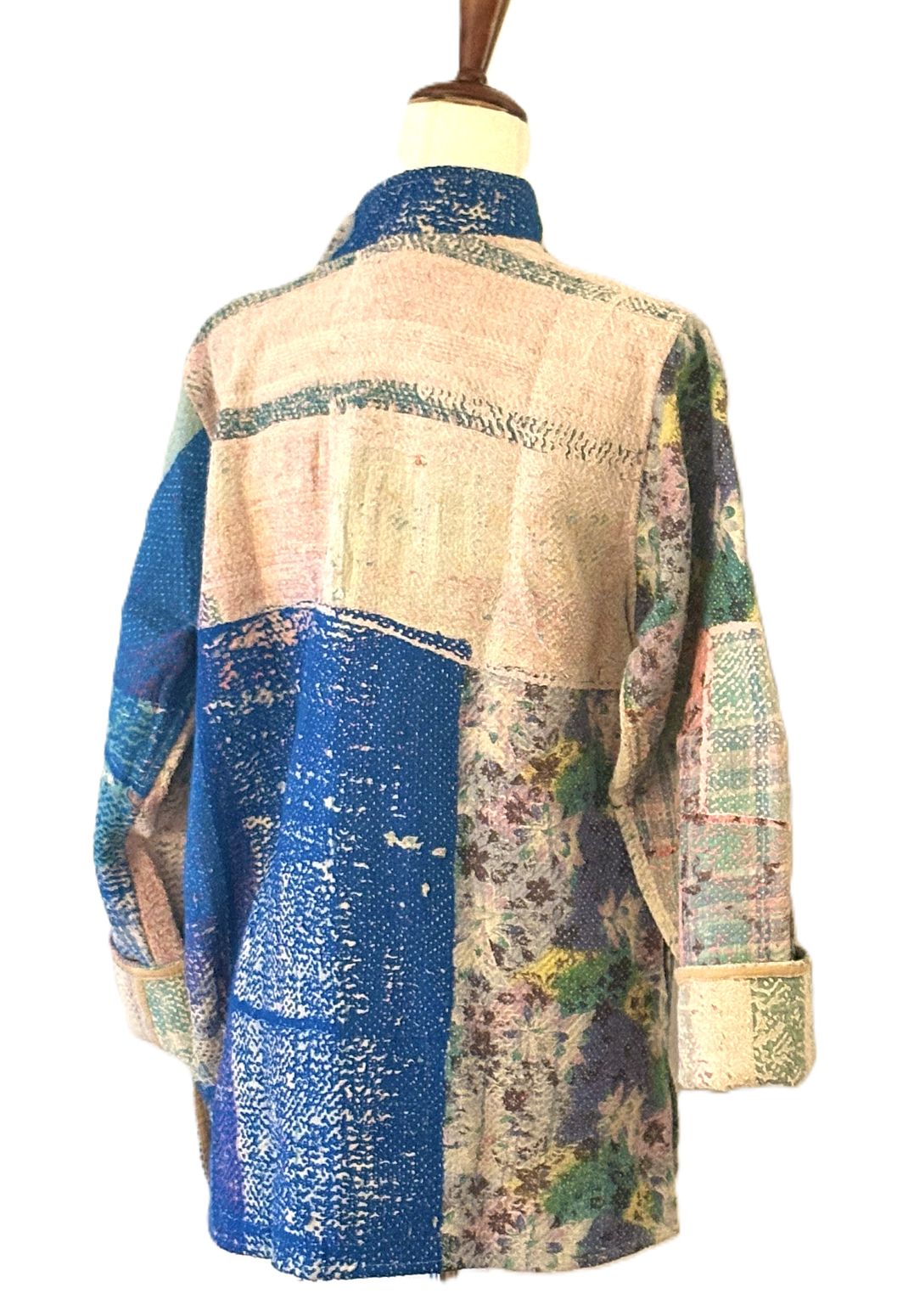 Specialty Collection, Hand Embroidered Kantha Patchwork Jacket: Reversible Cotton Sari Kimono (Multi Colored) (Copy)