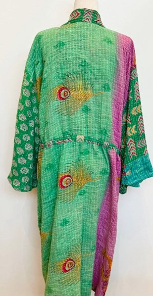 Kantha Robe Dreamweaver Kimono (Green)  Is A Statement Piece.