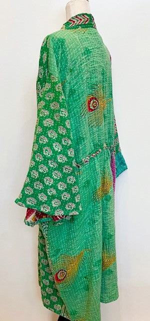 Kantha Robe Dreamweaver Kimono (Green)  Is A Statement Piece.