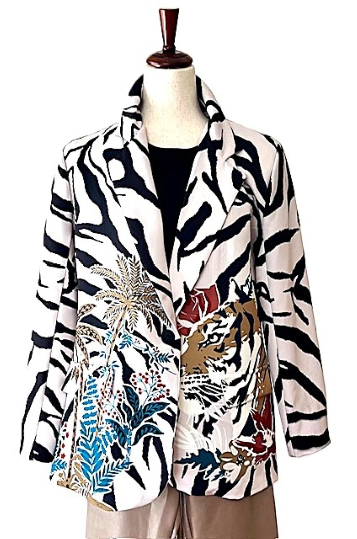 Blazer-Contemporary Italian One Size Wild Spirit Tiger Print Blazer