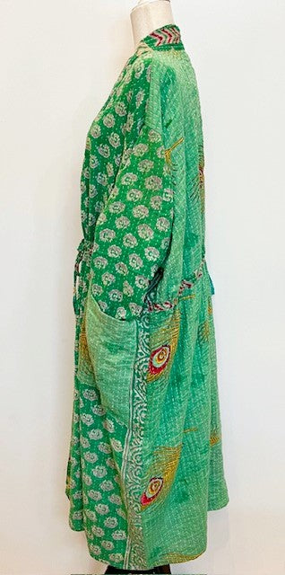 Kantha Robe Dreamweaver Kimono (Green)  Is A Statement Piece.