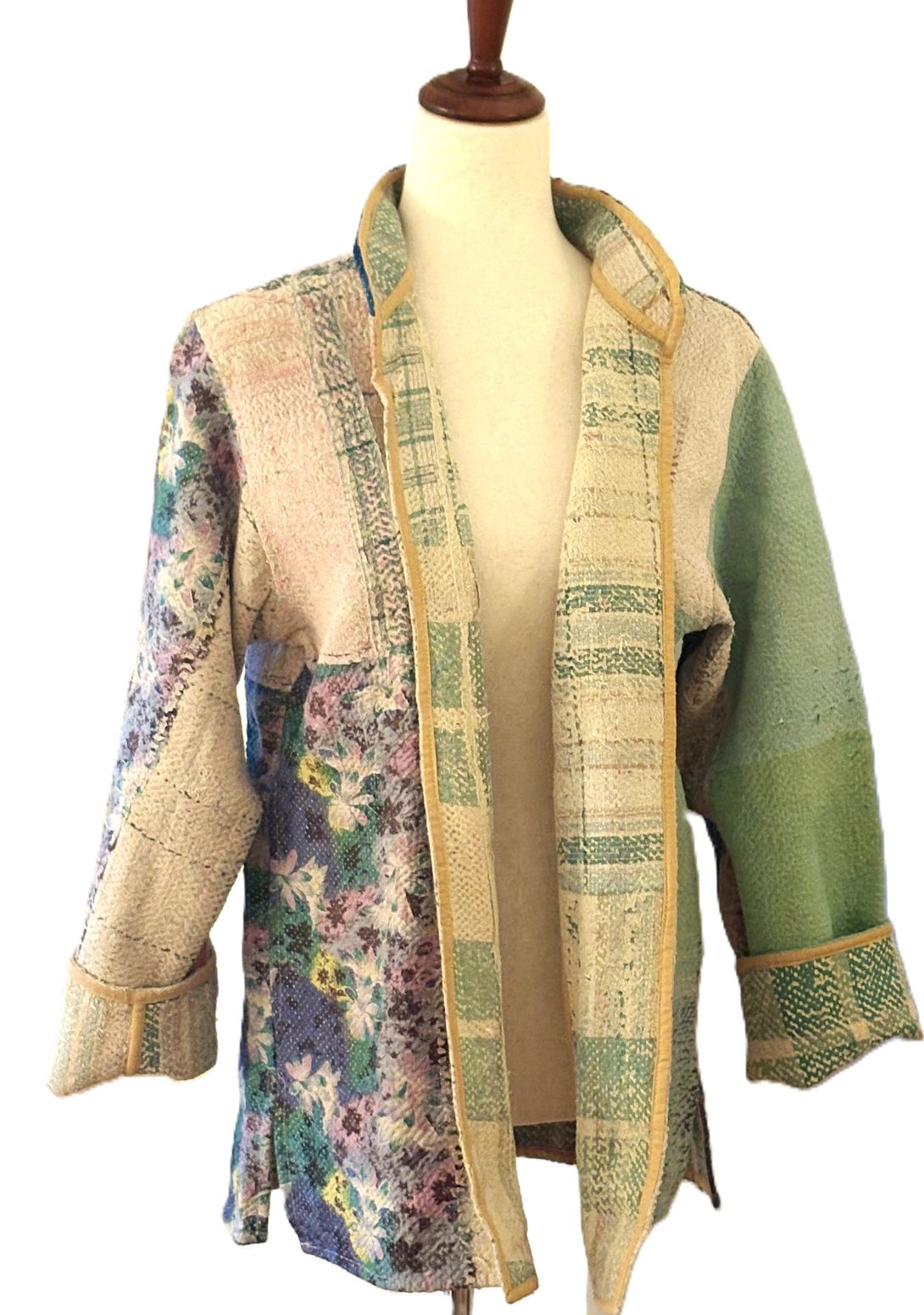 Specialty Collection, Hand Embroidered Kantha Patchwork Jacket: Reversible Cotton Sari Kimono (Multi Colored) (Copy)