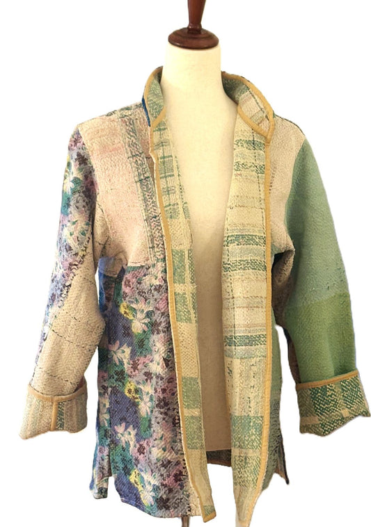 Specialty Collection, Hand Embroidered Kantha Patchwork Jacket: Reversible Cotton Sari Kimono (Multi Colored) (Copy)