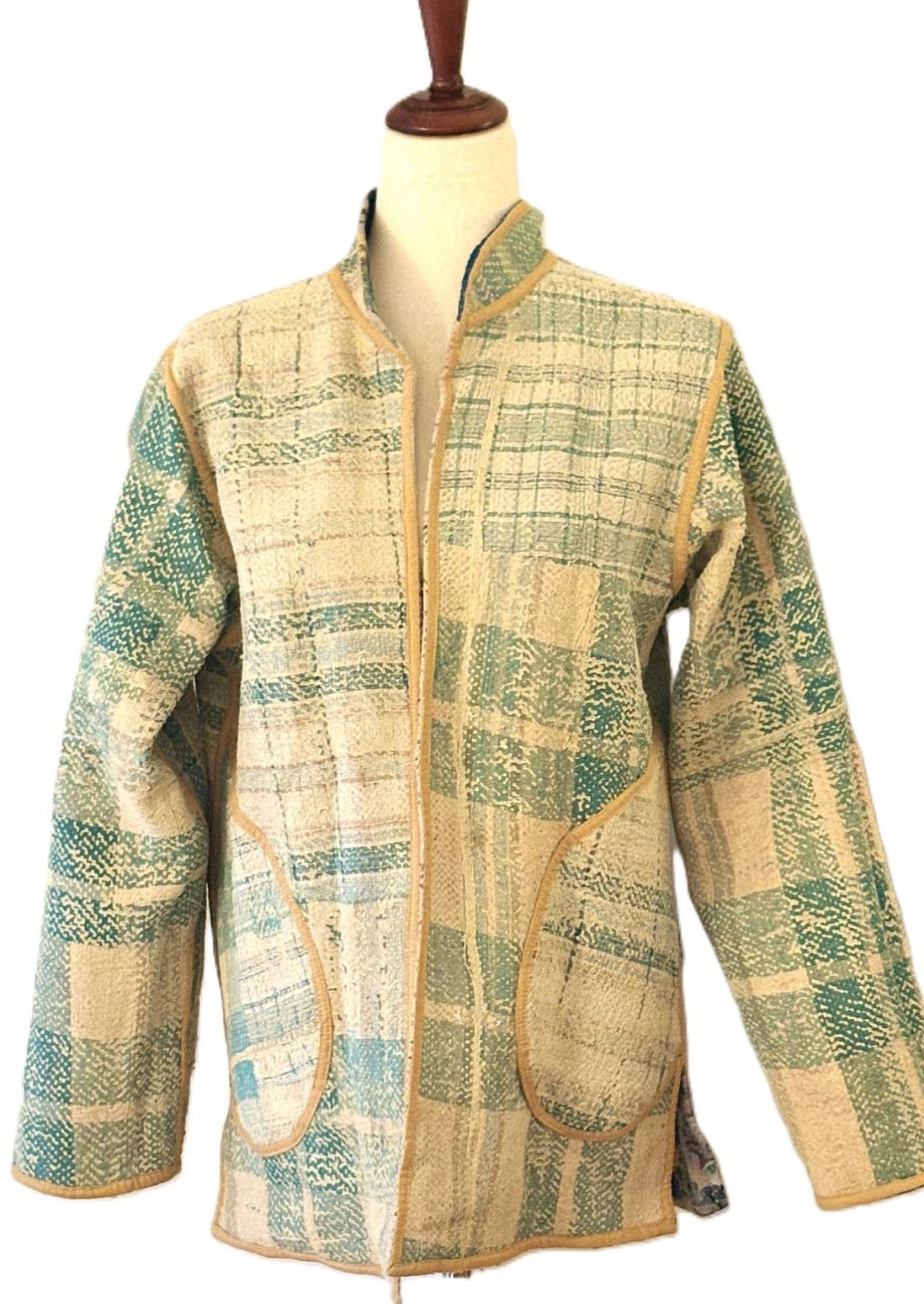 Specialty Collection, Hand Embroidered Kantha Patchwork Jacket: Reversible Cotton Sari Kimono (Multi Colored) (Copy)