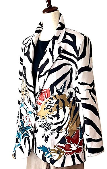 Blazer-Contemporary Italian One Size Wild Spirit Tiger Print Blazer