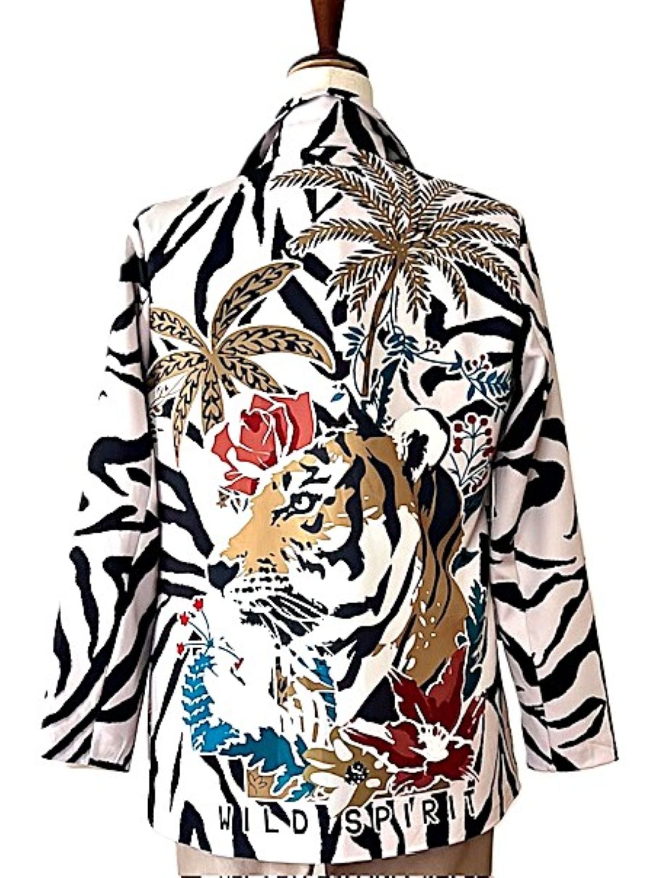 Blazer-Contemporary Italian One Size Wild Spirit Tiger Print Blazer