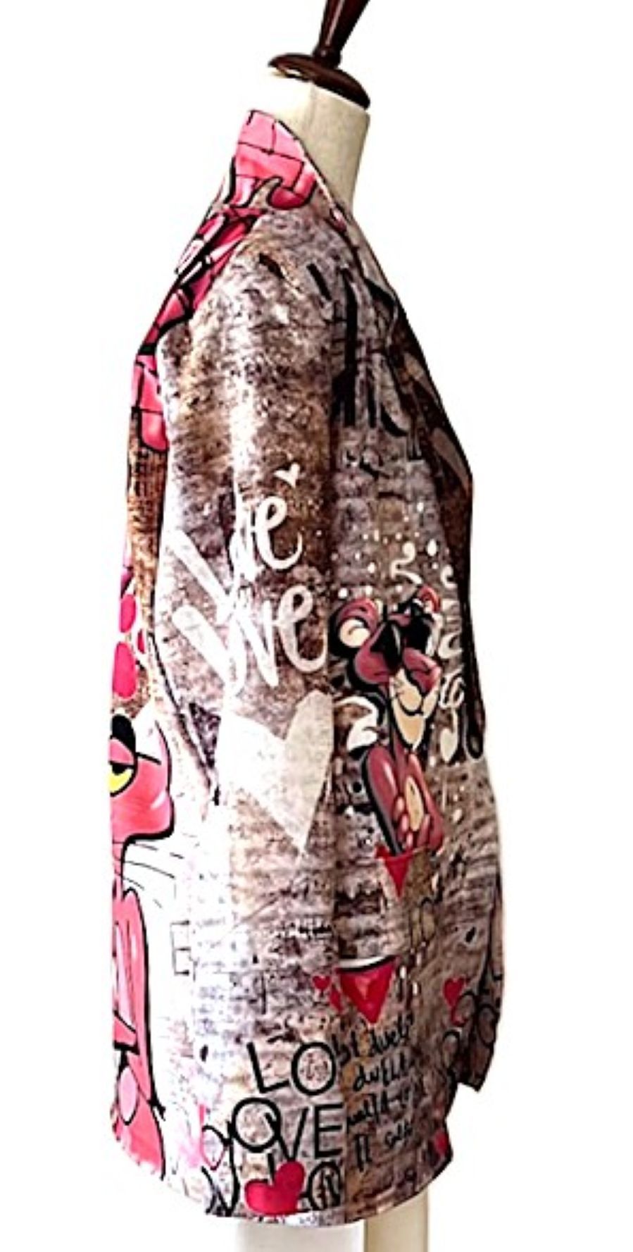 Blazer-One Size Graffiti Love Street-Art Print Blazer. Pink Panther Character.