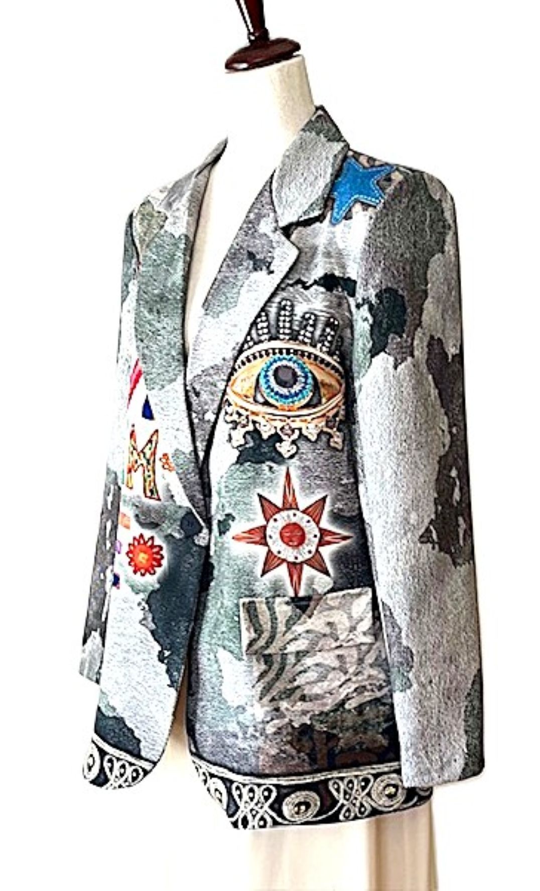 Blazer-Contemporary Italian "Love, Dream,And Hope" Jacket Makes A Statement.