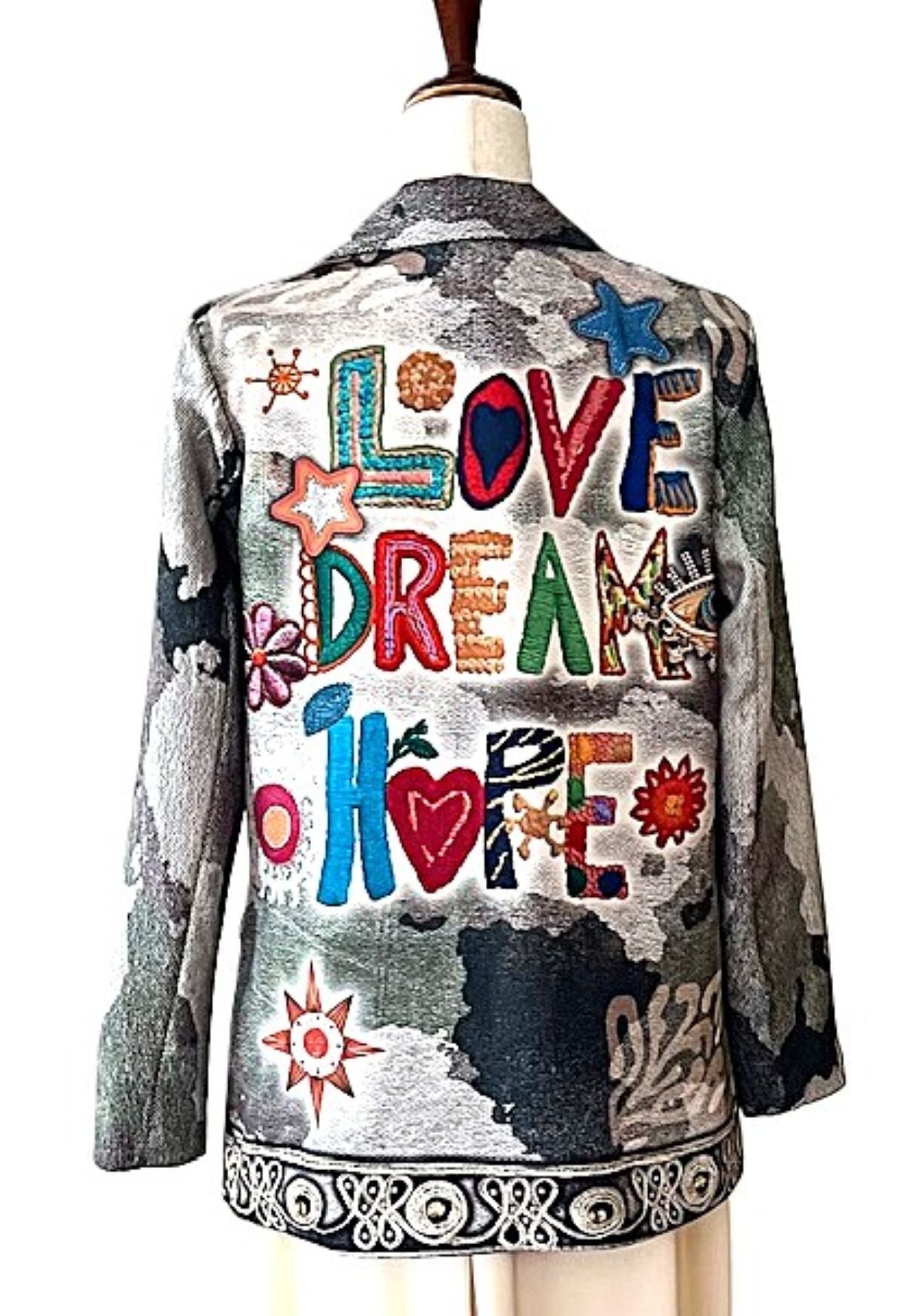 Blazer-Contemporary Italian "Love, Dream,And Hope" Jacket Makes A Statement.