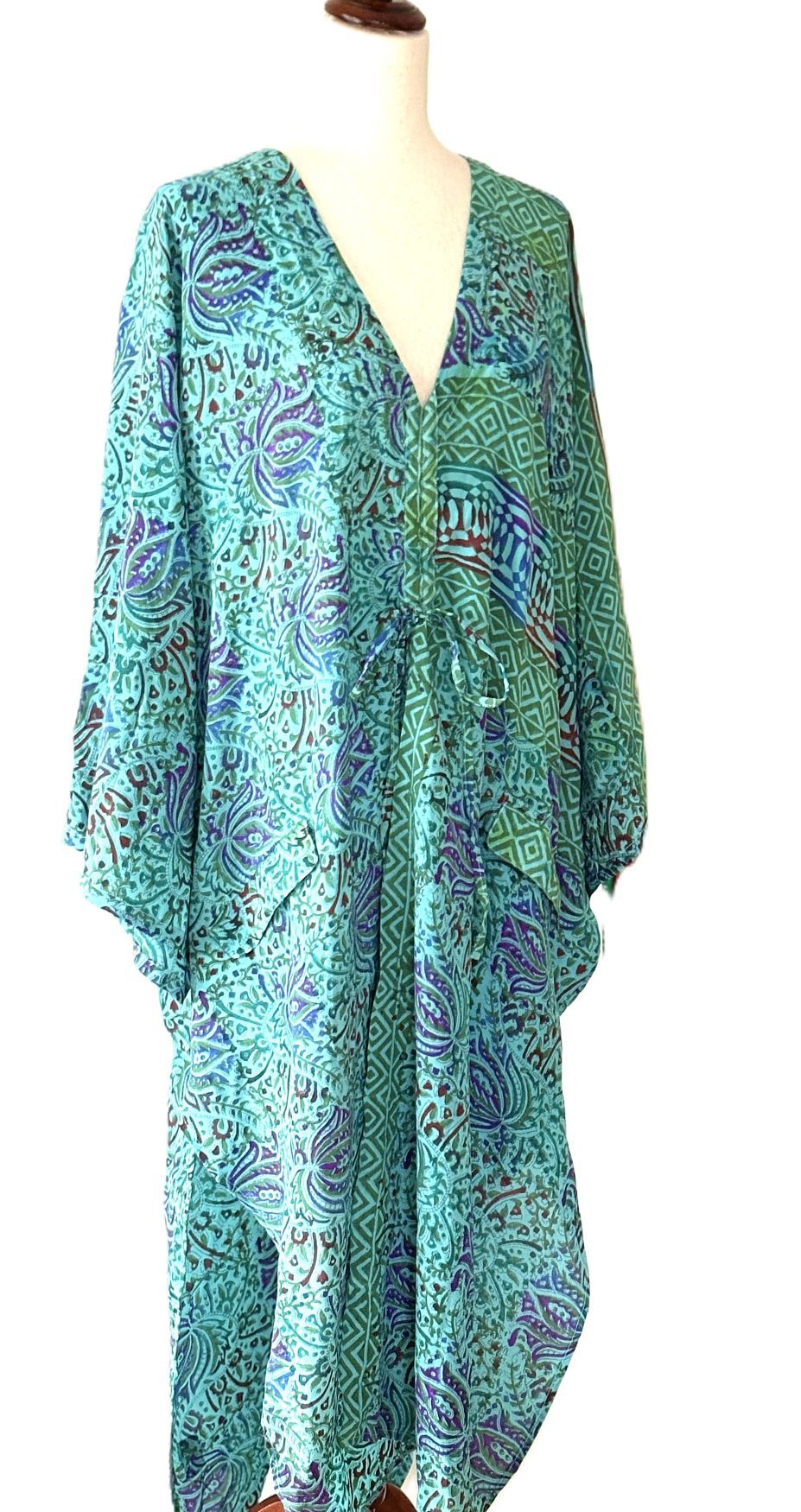 Kantha Bae Crepe Sari Moondance Muu  (Aqua)
