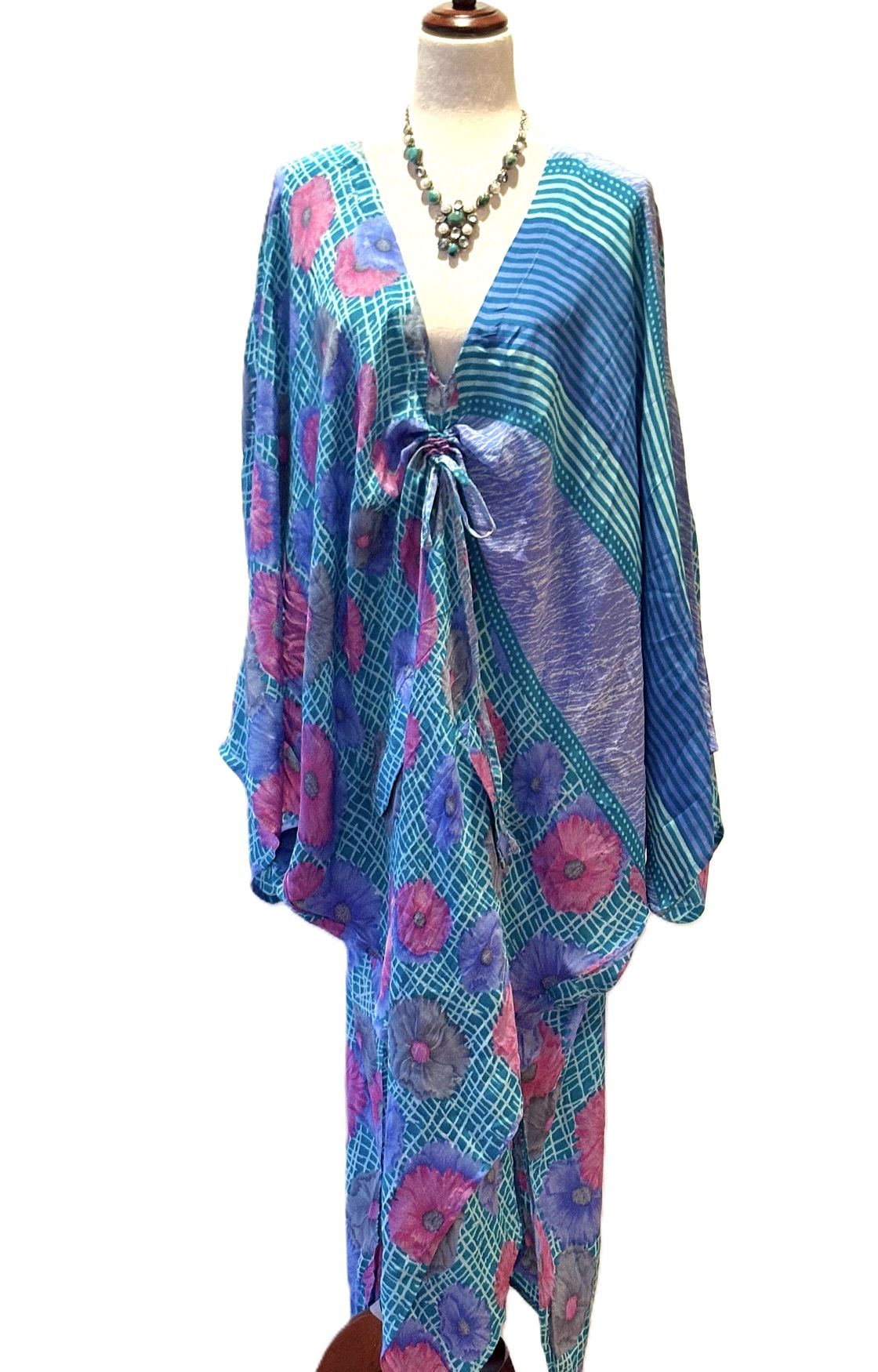 Kantha Bae Crepe Sari Moondance Muu  (Purple and Blue)