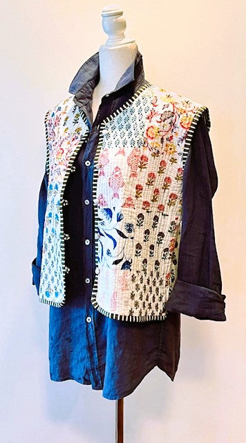 Designer Handmade Patchwork Vests In New Colors (Reversible Stripe)