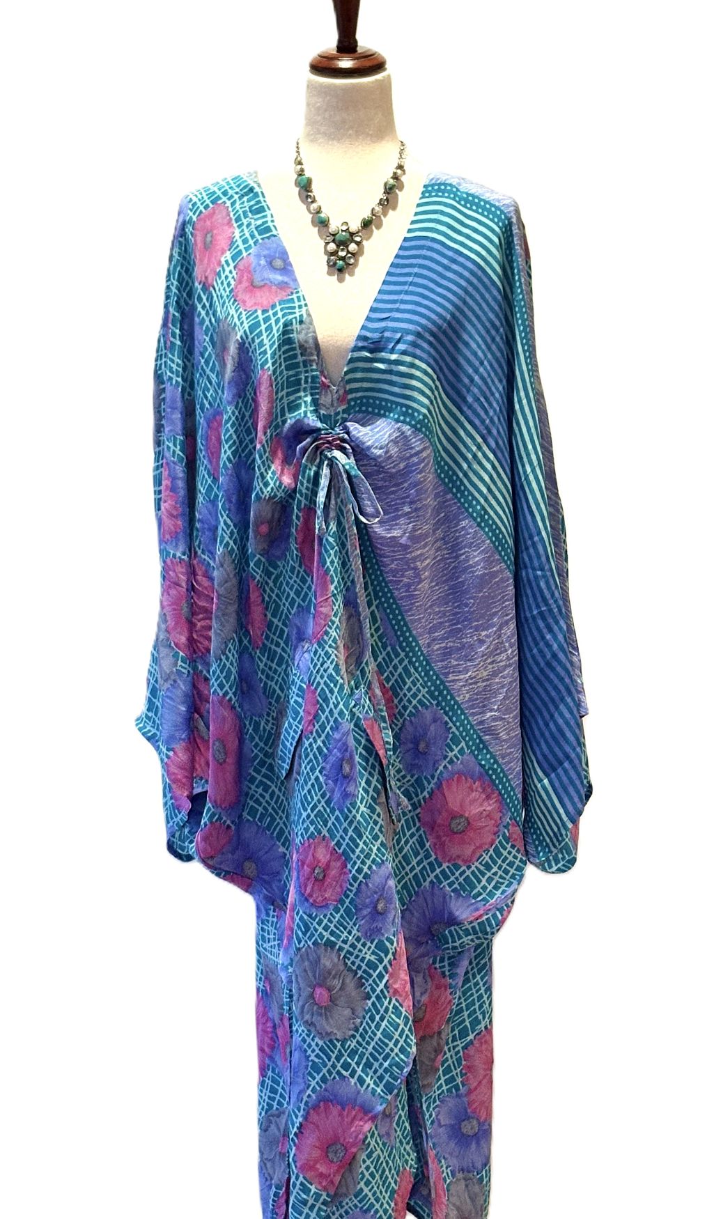 Kantha Bae Crepe Sari Moondance Muu  (Purple and Blue)