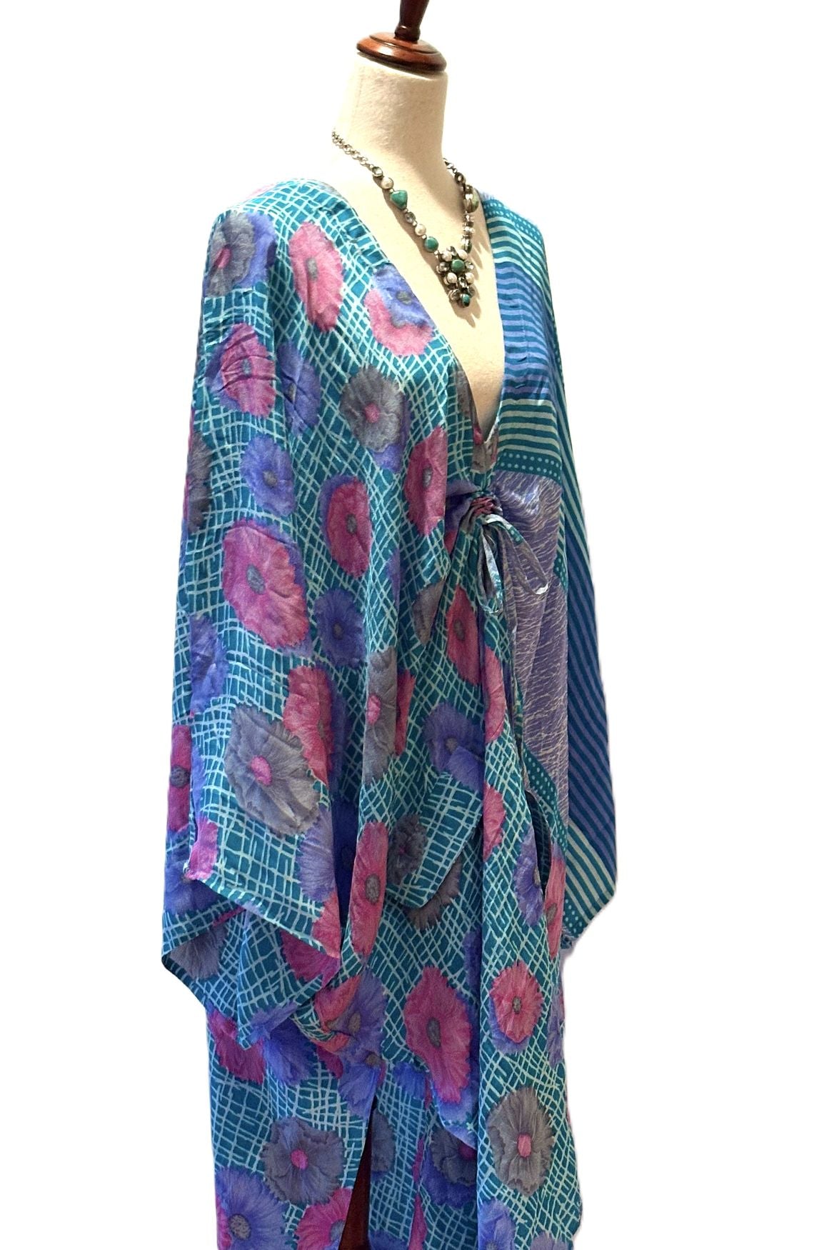 Kantha Bae Crepe Sari Moondance Muu  (Purple and Blue)