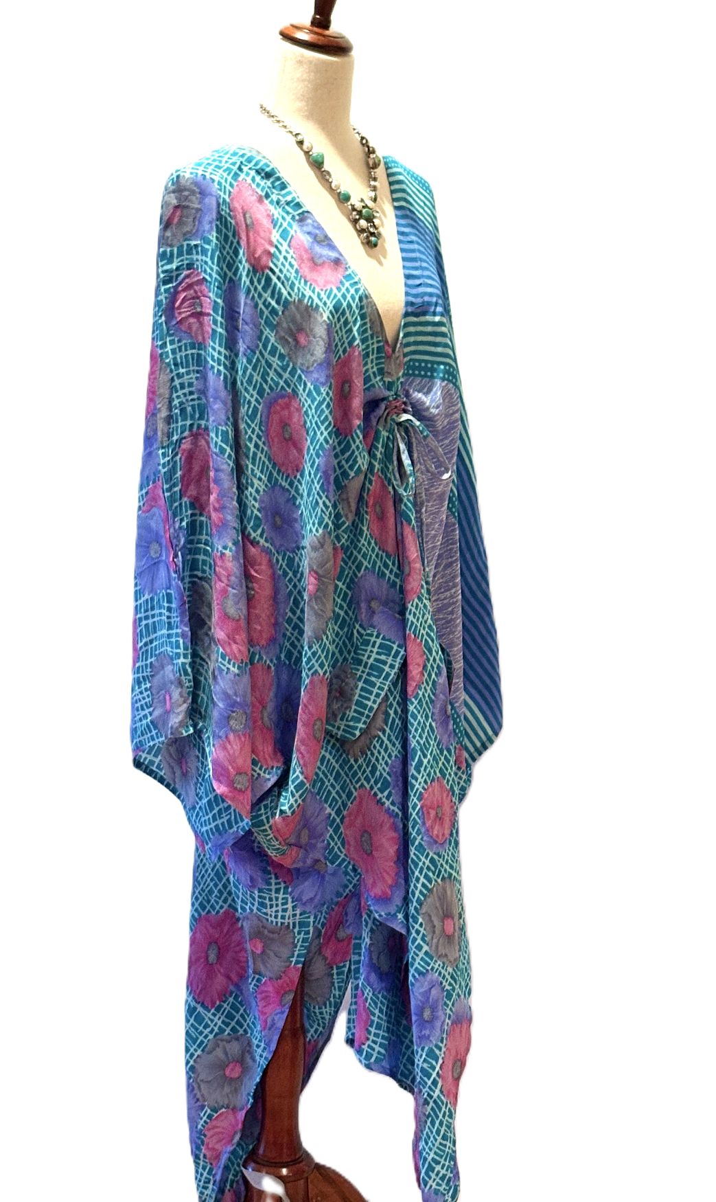 Kantha Bae Crepe Sari Moondance Muu  (Purple and Blue)
