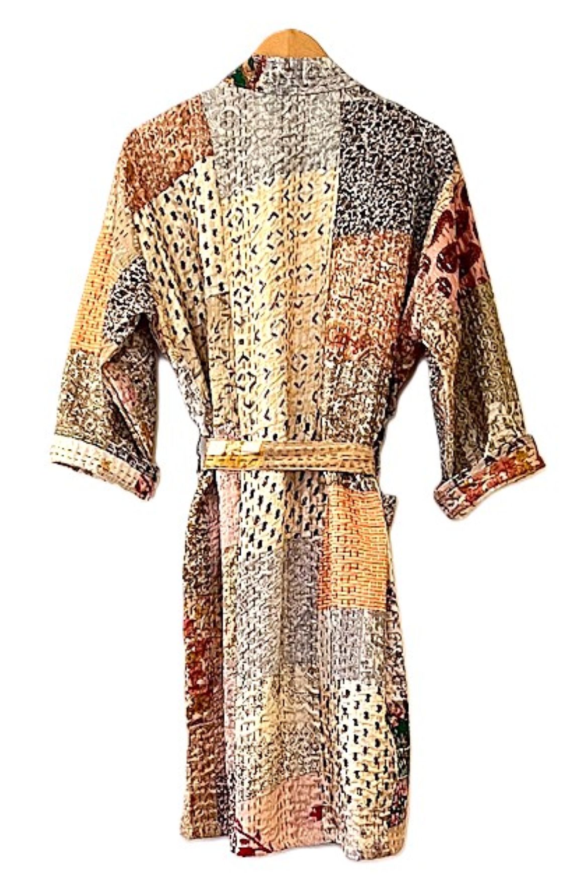 Jacket, Spectacular Stroller Length Designer Patchwork Kimono Duster.