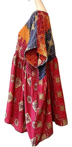Top of the Line Silk Kimono Duster Mixed Print (Bronze/Turquoise)