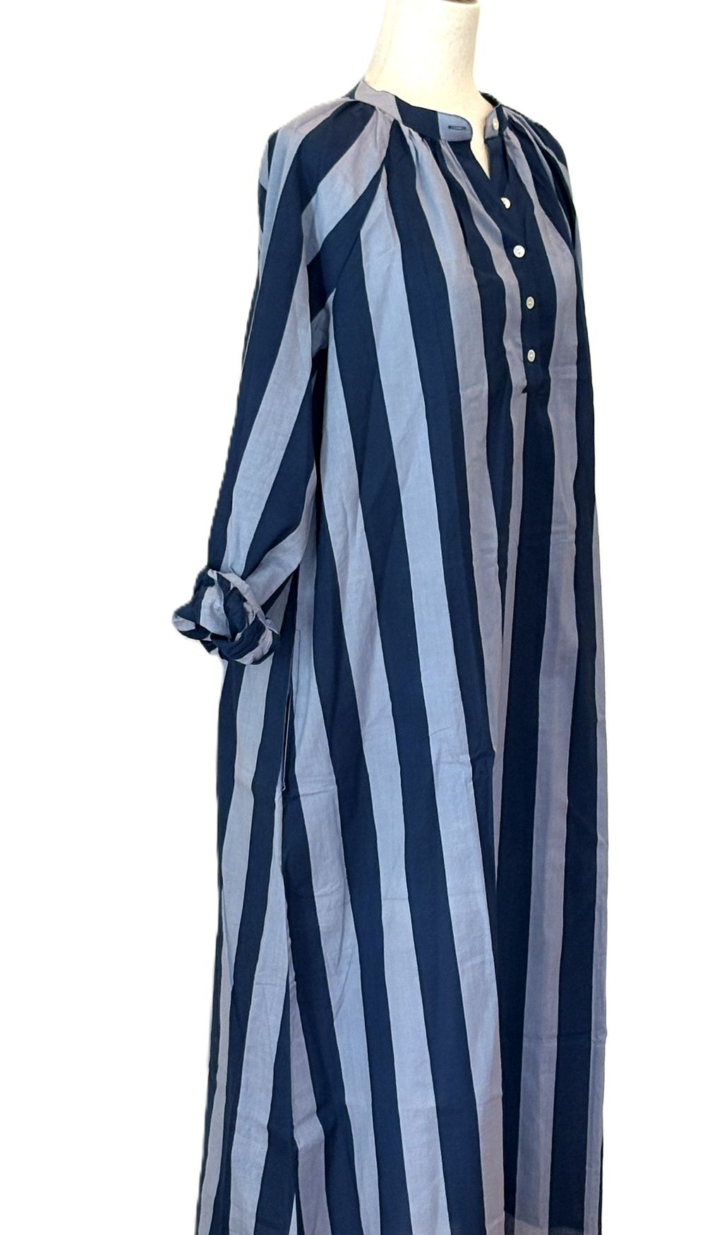 Hand Block Printed Cotton Shirtdress: Vertical Stripes, Work-to-Play Midi (2 Colors)