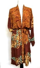 Top Grade Silk Kimono Duster Mixed Print (Rust/Bronze/Aqua)