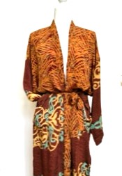 Top Grade Silk Kimono Duster Mixed Print (Rust/Bronze/Aqua)