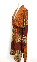 Top Grade Silk Kimono Duster Mixed Print (Rust/Bronze/Aqua)
