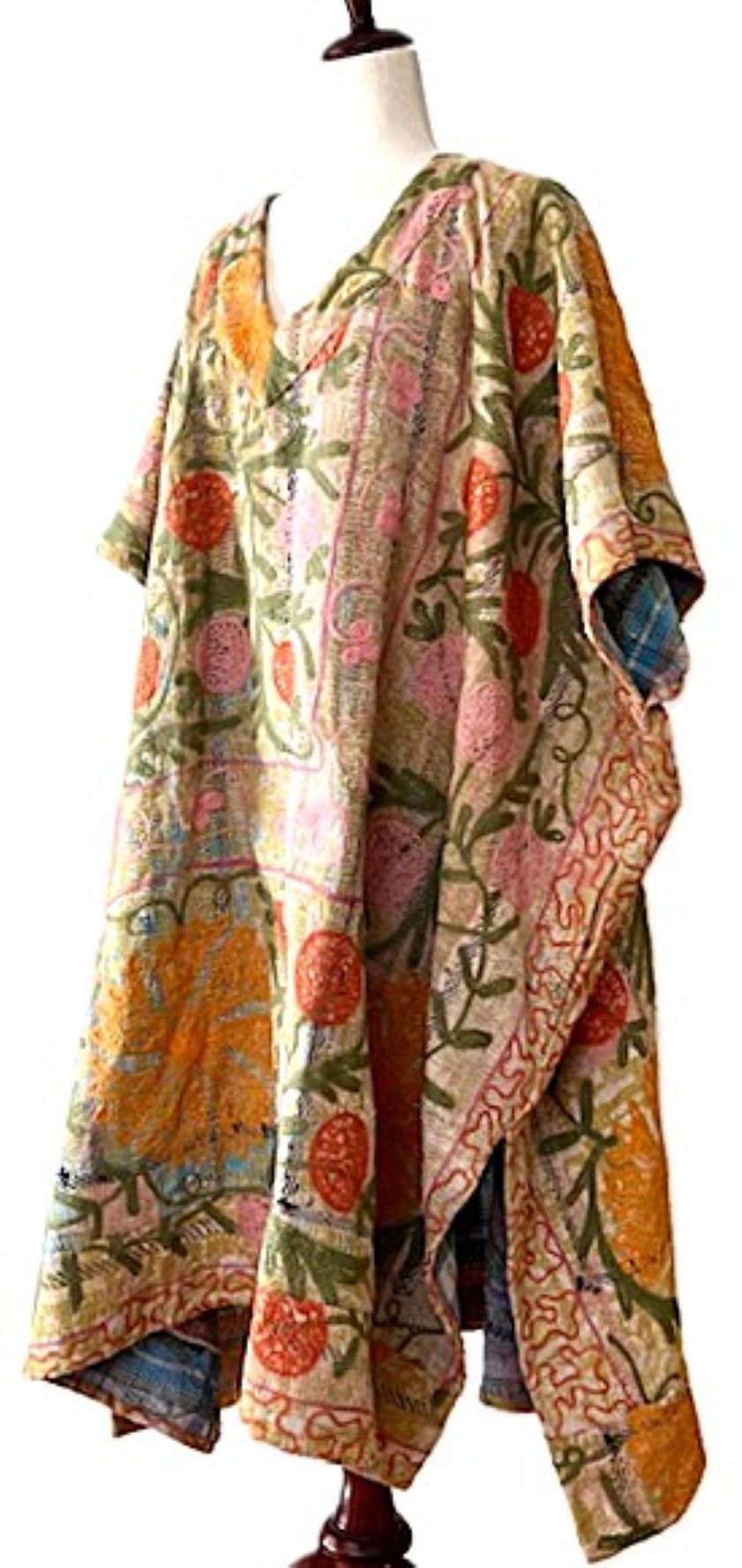 Kantha Bae Exceptional Suzani Muu, Colorful and Fully Embroidered  (Soft Floral)
