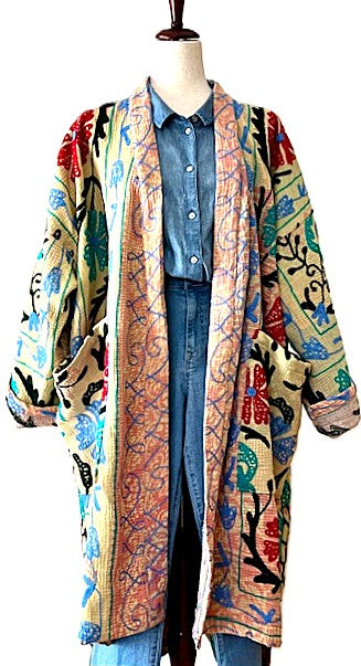 Kantha Bae Fully Embroidered Suzani Jacket. Wearable Art.