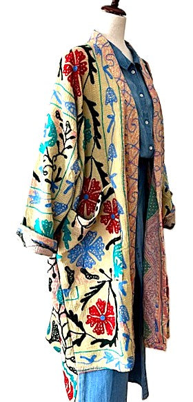 Kantha Bae Fully Embroidered Suzani Jacket. Wearable Art.