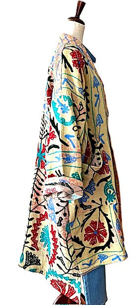 Kantha Bae Fully Embroidered Suzani Jacket. Wearable Art.