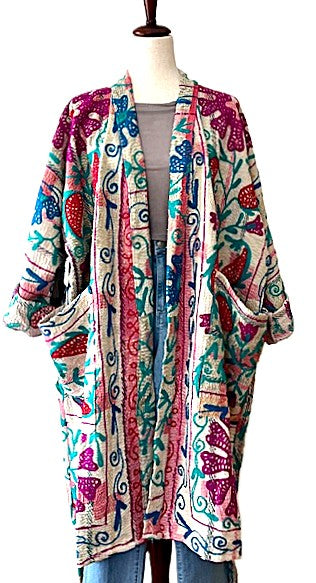 Kantha Bae Fully Embroidered Suzani Jacket. Wearable Art.