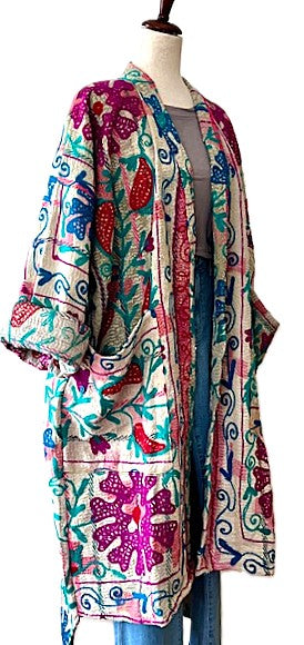Kantha Bae Fully Embroidered Suzani Jacket. Wearable Art.