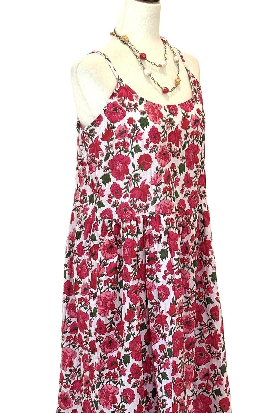 Dresses, Strappy Tiered Midi Length Is Stylish  (Red Pink)